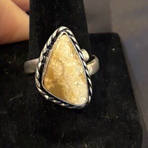 Yellow Jasper & Silver Ring Size 7.5